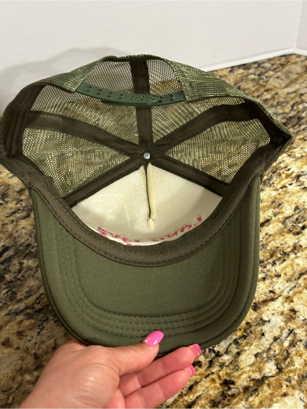 Long Live Cowgirls Olive Trucker Hat with Pink Stars and charms - Picture 8 of 8